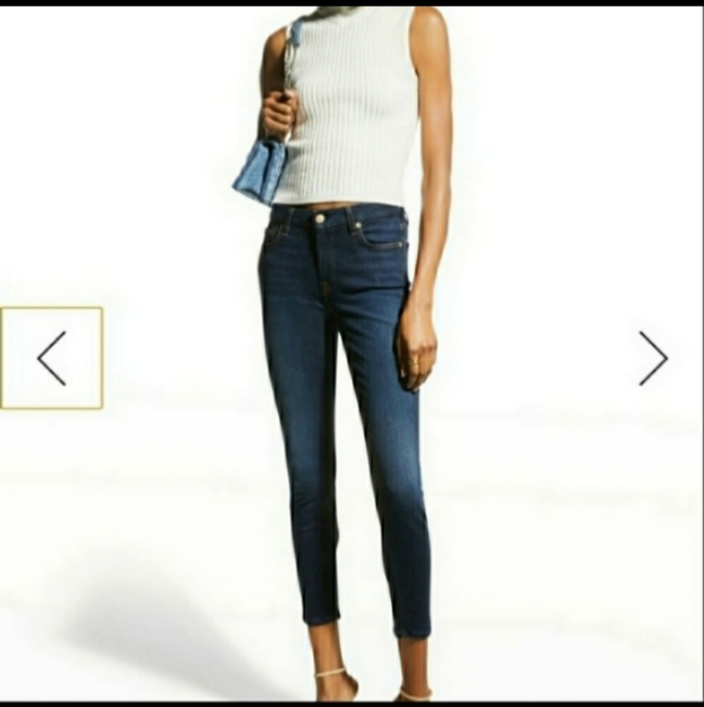 SOLD 7 For All Mankind Dark Wash Mid Rise Ankle Skinny Jeans